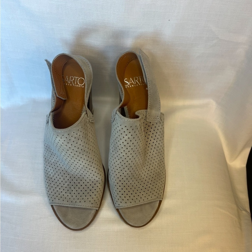 Franco Sarto Analise Gray Suede Heeled Sandal Size 8 Medium - Picture 5 of 11